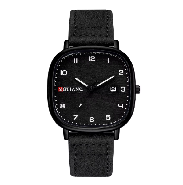 Montre-bracelet en cuir à quartz pour hommes