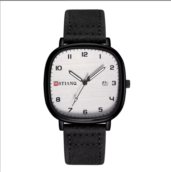 Montre-bracelet en cuir à quartz pour hommes