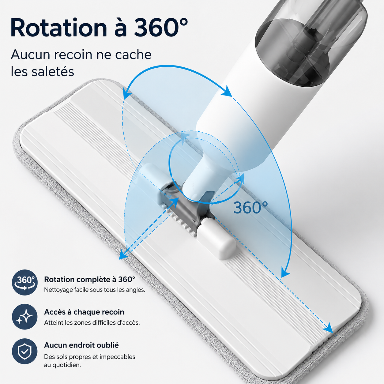 Serpillière Pulvérisatrice 360° avec Réservoir Intégré
