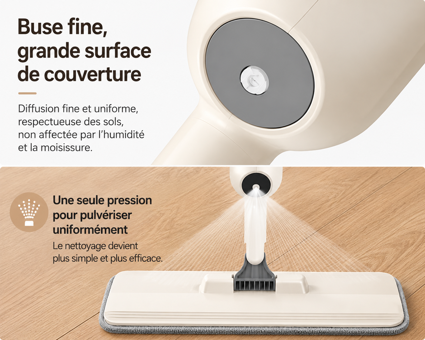 Serpillière Pulvérisatrice 360° avec Réservoir Intégré