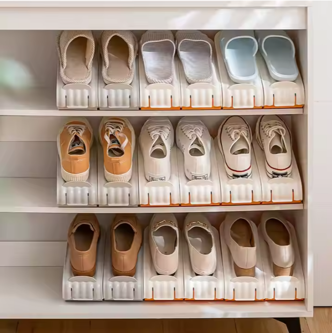 Organiseur de chaussures à double couche réglable en plastique pour économiser de l'espace