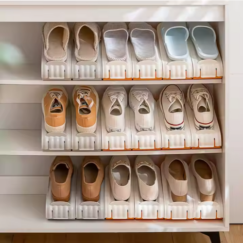 Organiseur de chaussures à double couche réglable en plastique pour économiser de l'espace