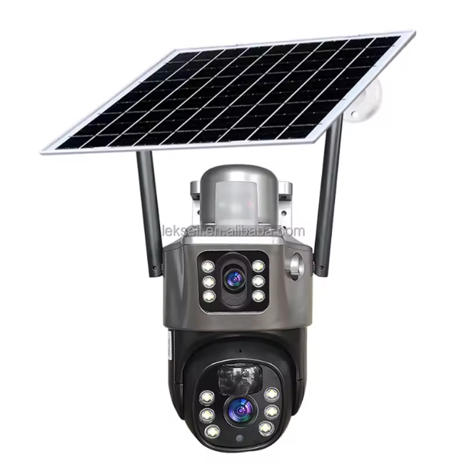Caméra solaire à double objectif, à batterie WIFI /4G IP Wifi sans fil