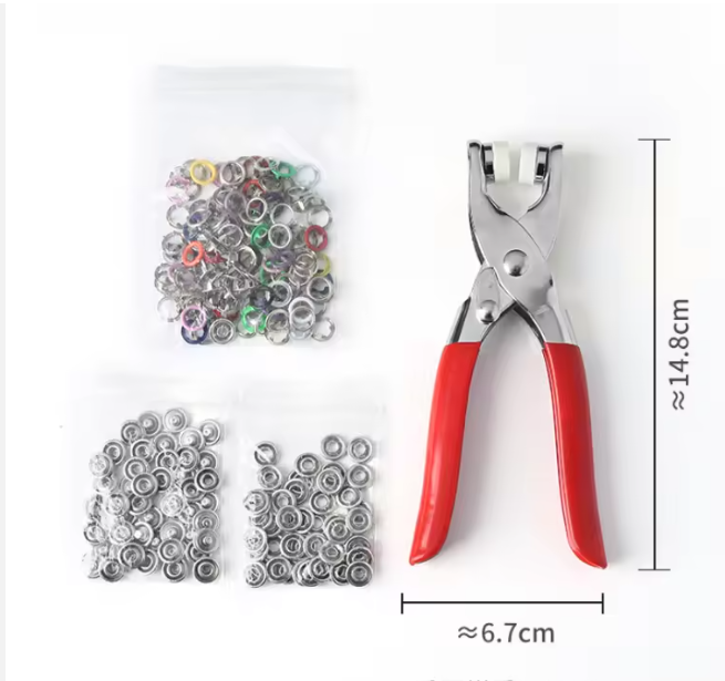 Kit de boutons-pression avec pince de pose et outil de pressage