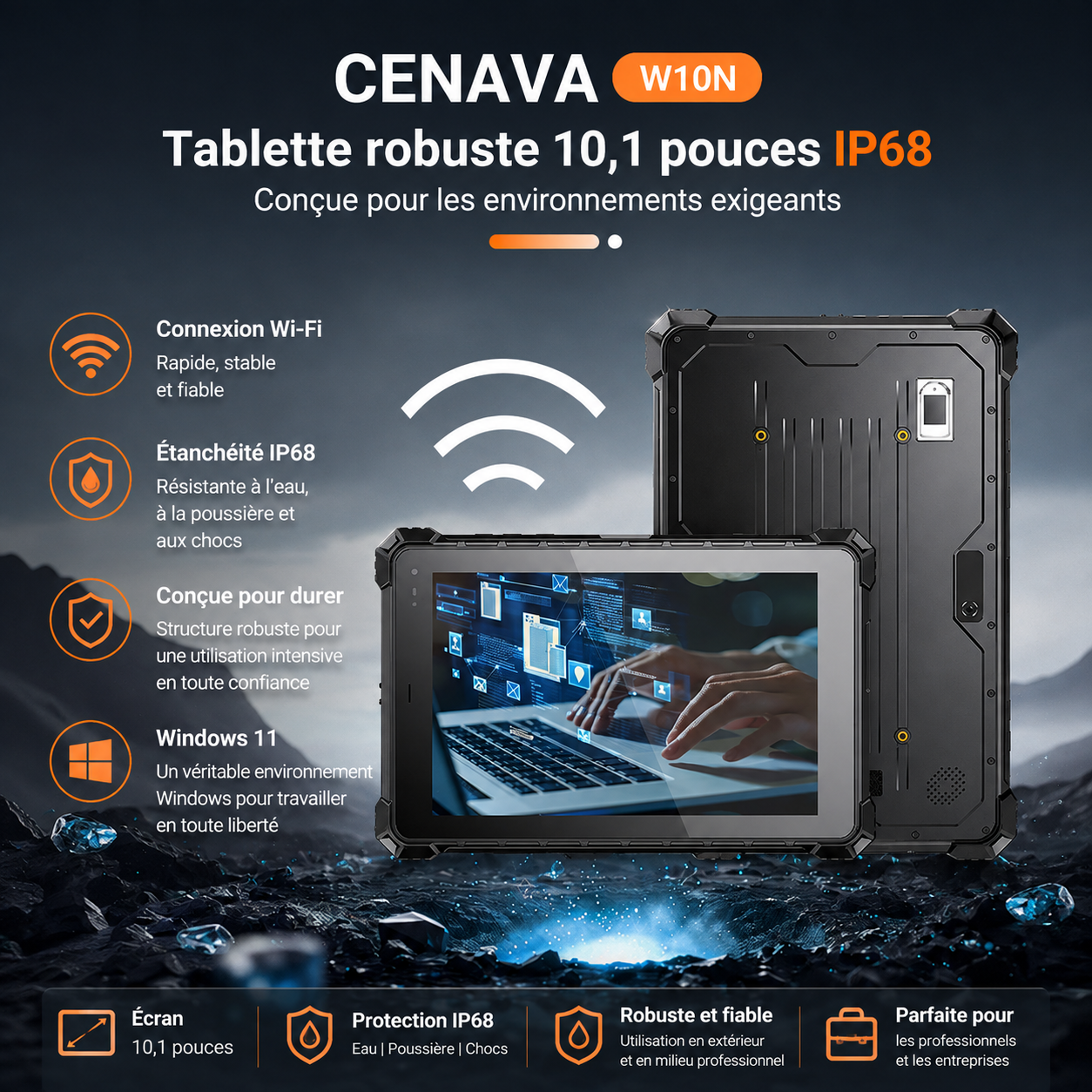CENAVA W10N — Tablette PC Windows 11 Pro 10,1"