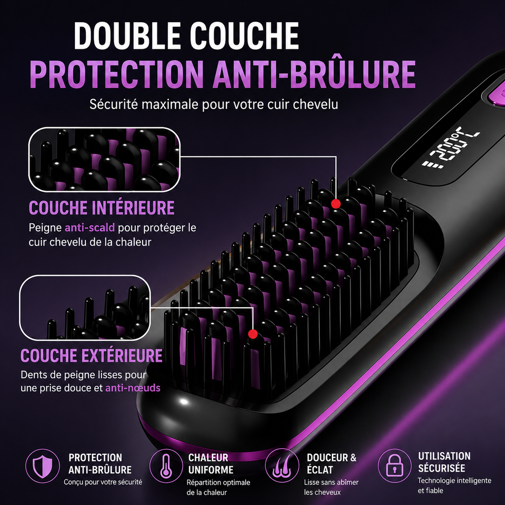 ✨ Brosse Lissante Sans Fil Rechargeable USB – Des Cheveux Lisses Où Que Vous Soyez