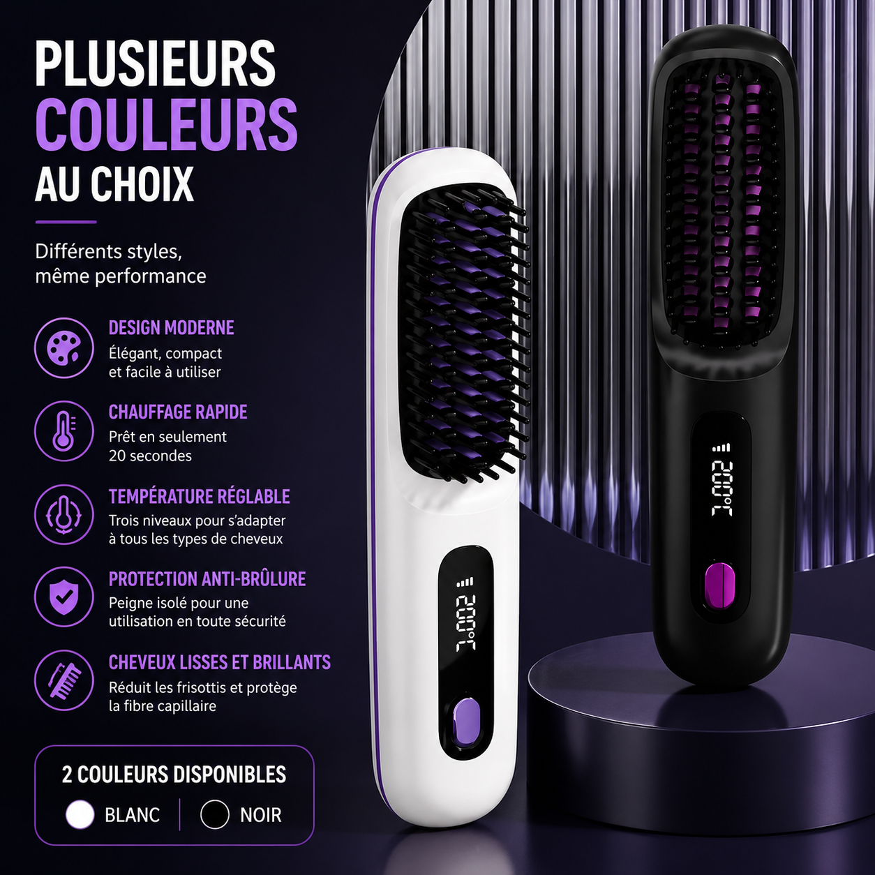 ✨ Brosse Lissante Sans Fil Rechargeable USB – Des Cheveux Lisses Où Que Vous Soyez