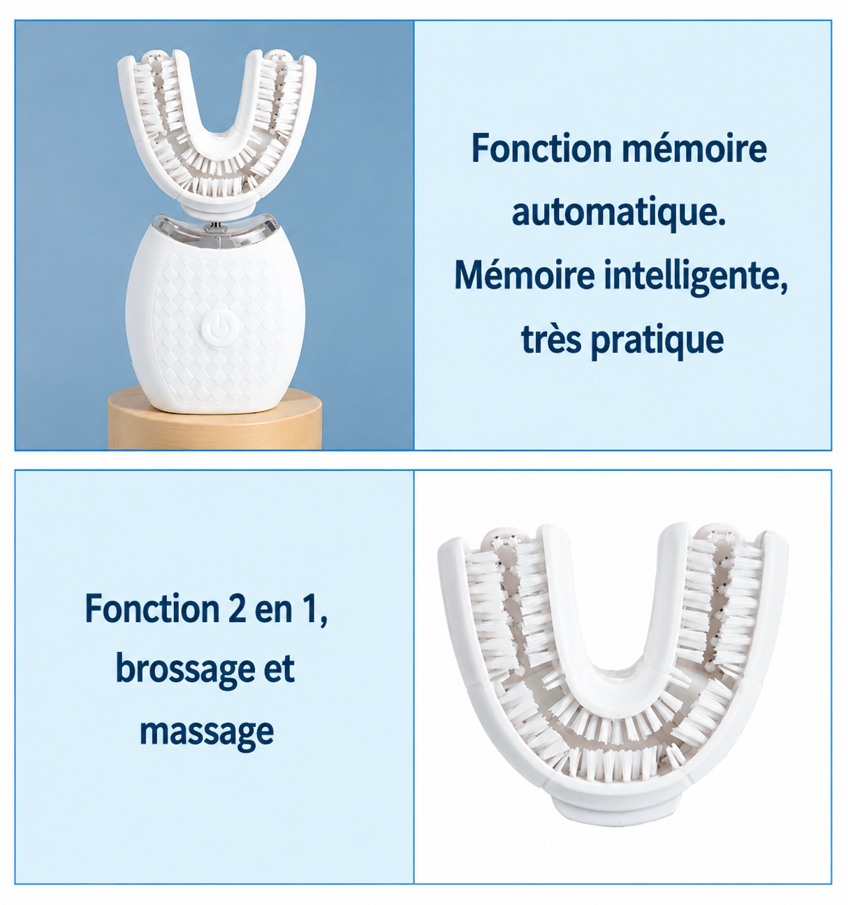🦷 Kit Complet de Brosse à Dents Électrique 360° en U – Nettoyage Intelligent pour Toute la Famille