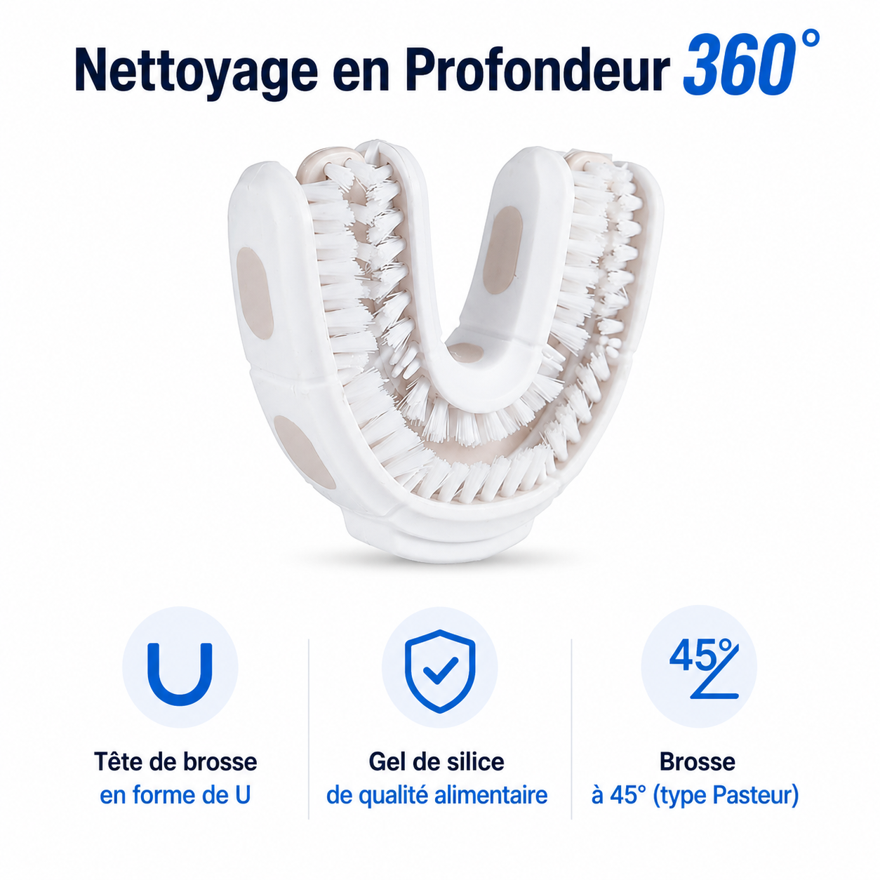 🦷 Kit Complet de Brosse à Dents Électrique 360° en U – Nettoyage Intelligent pour Toute la Famille