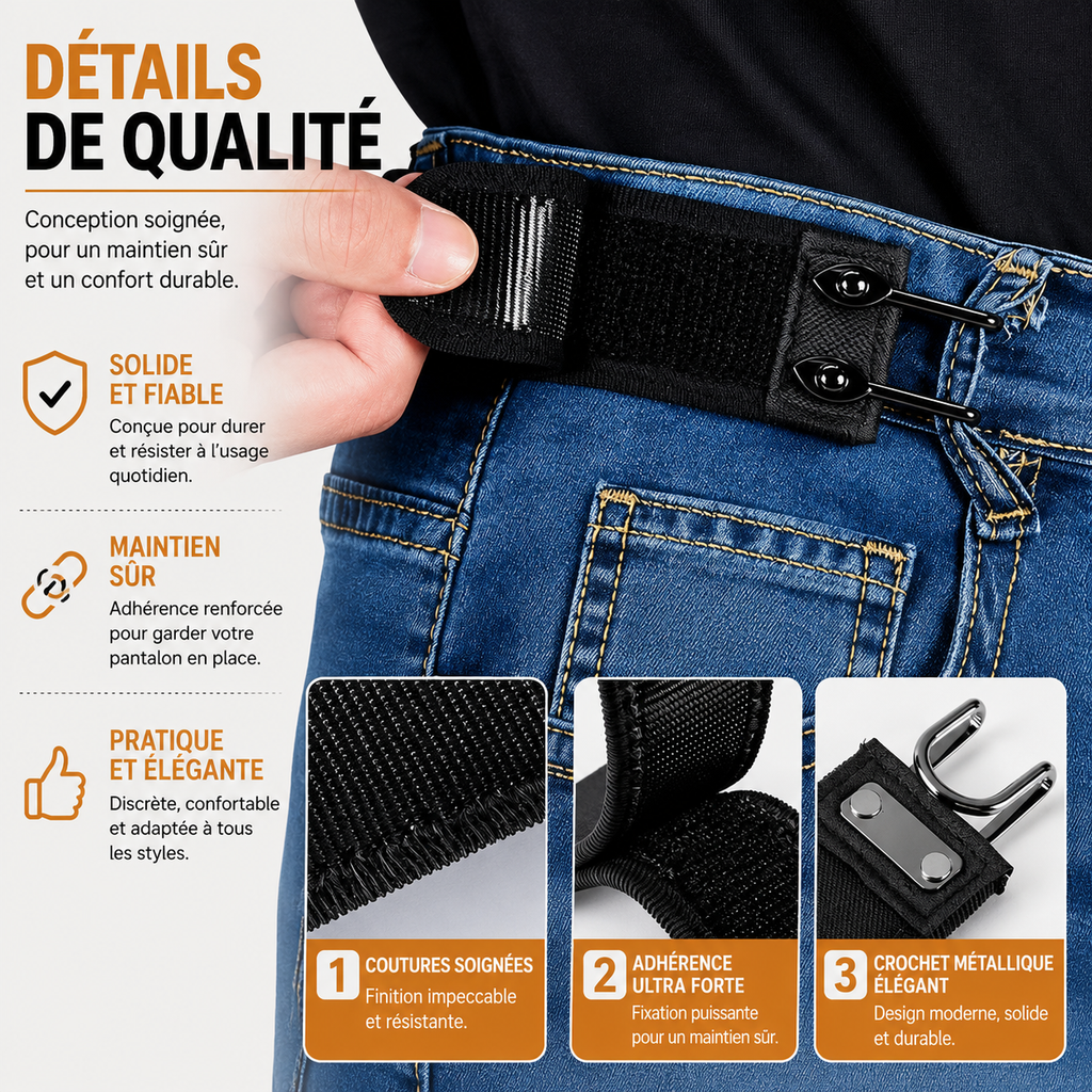 ✨ Ceinture Invisible Sans Boucle – Confort Absolu Toute la Journée