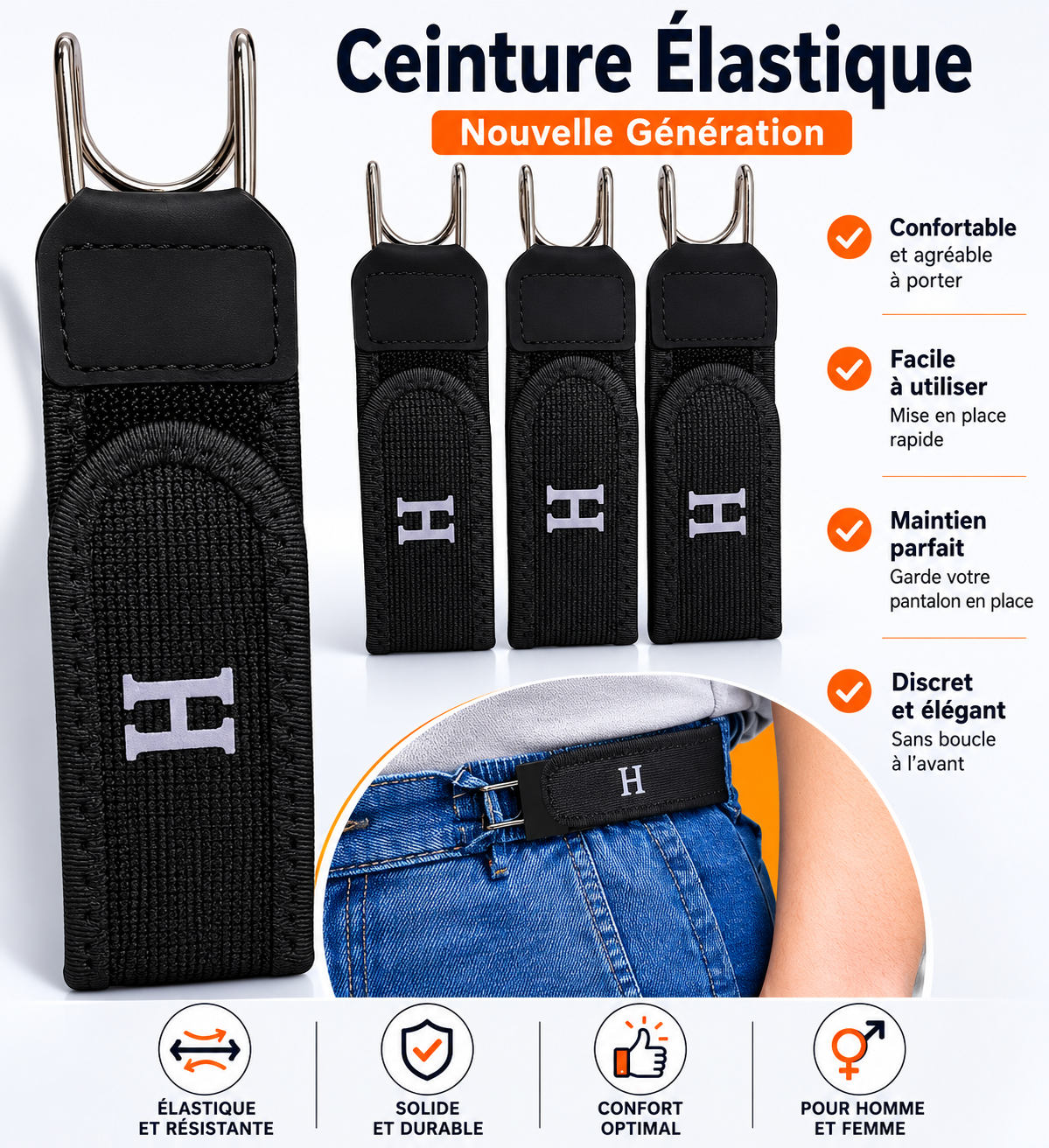 ✨ Ceinture Invisible Sans Boucle – Confort Absolu Toute la Journée