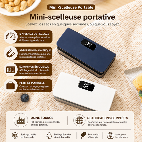 Mini-Scelleuse Thermique Rechargeable pour Sacs Alimentaires