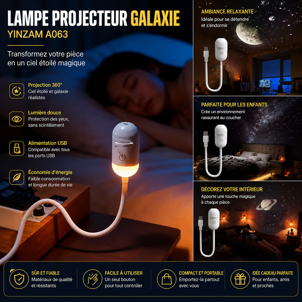 🌌 Lampe Projecteur Galaxie LED USB