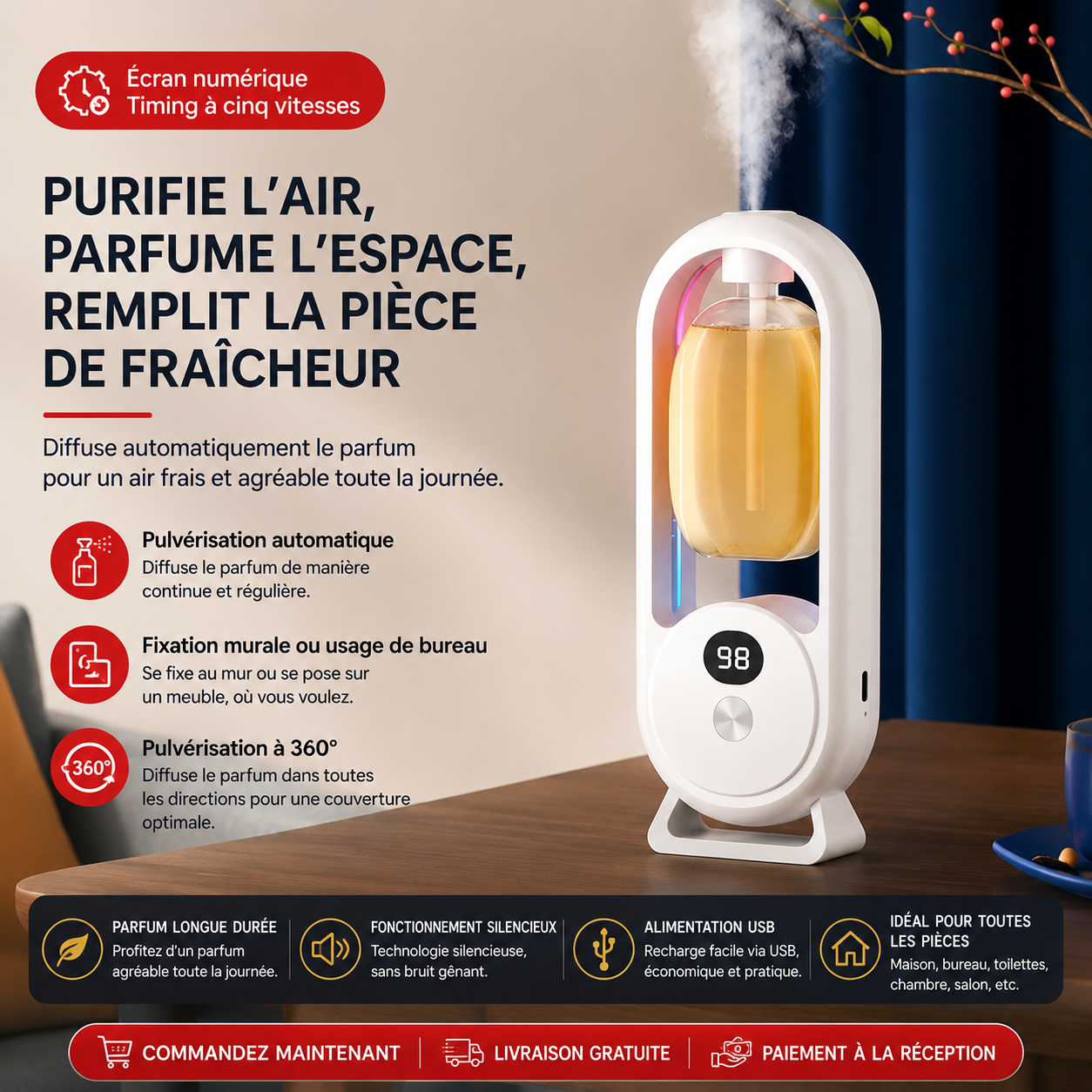 Diffuseur de Parfum Automatique Intelligent USB