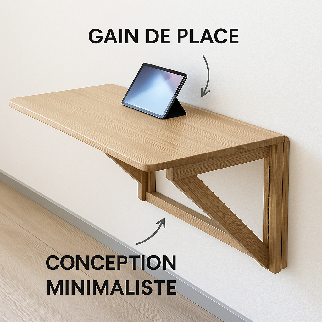 Bureau de travail mural en bois, bureau pliant, bureau robuste pour bureau à domicile