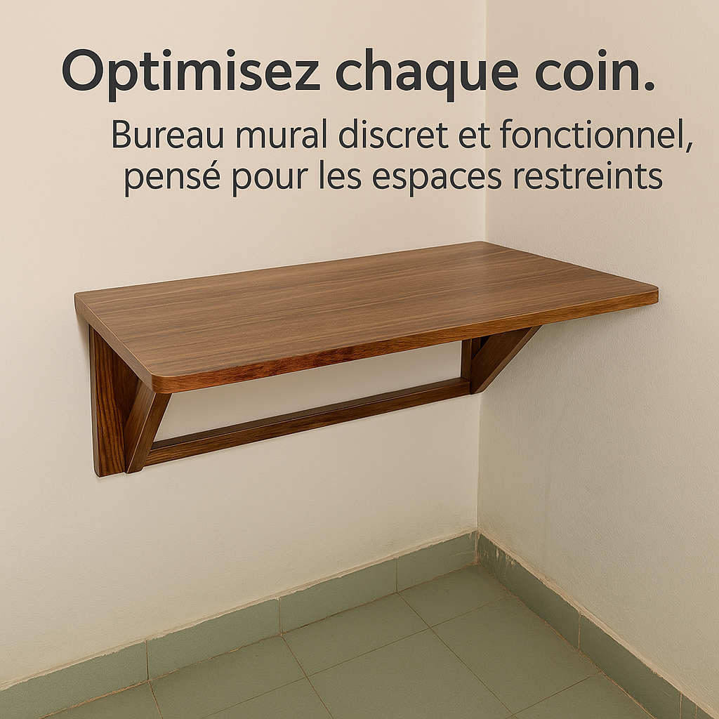Bureau de travail mural en bois, bureau pliant, bureau robuste pour bureau à domicile