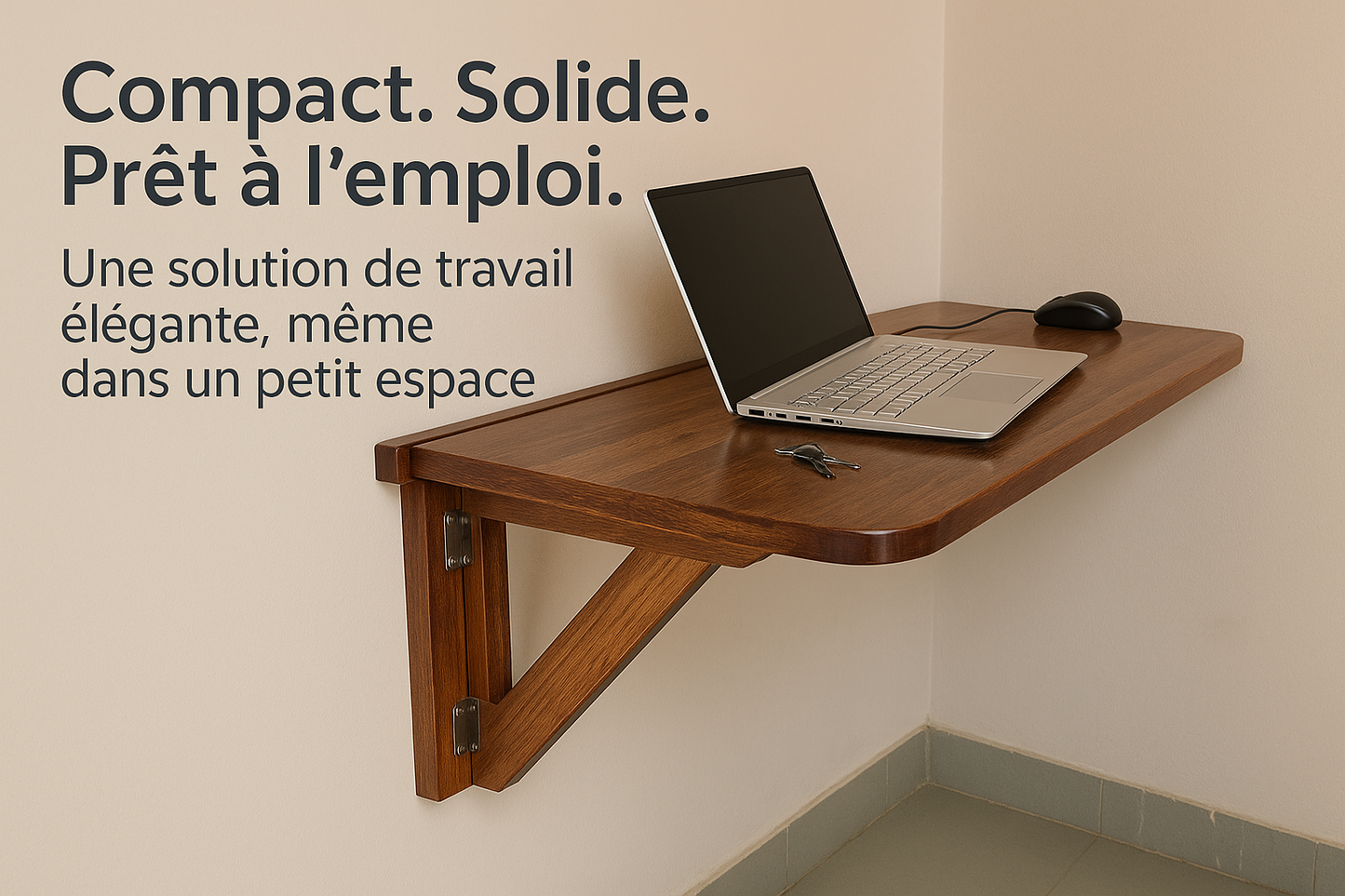 Bureau de travail mural en bois, bureau pliant, bureau robuste pour bureau à domicile