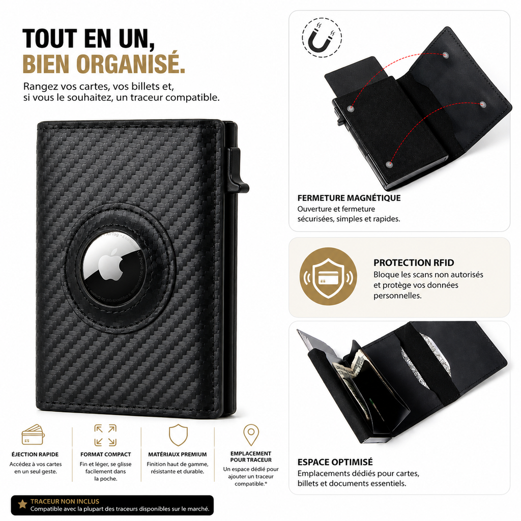 Portefeuille Premium à Éjection Automatique RFID