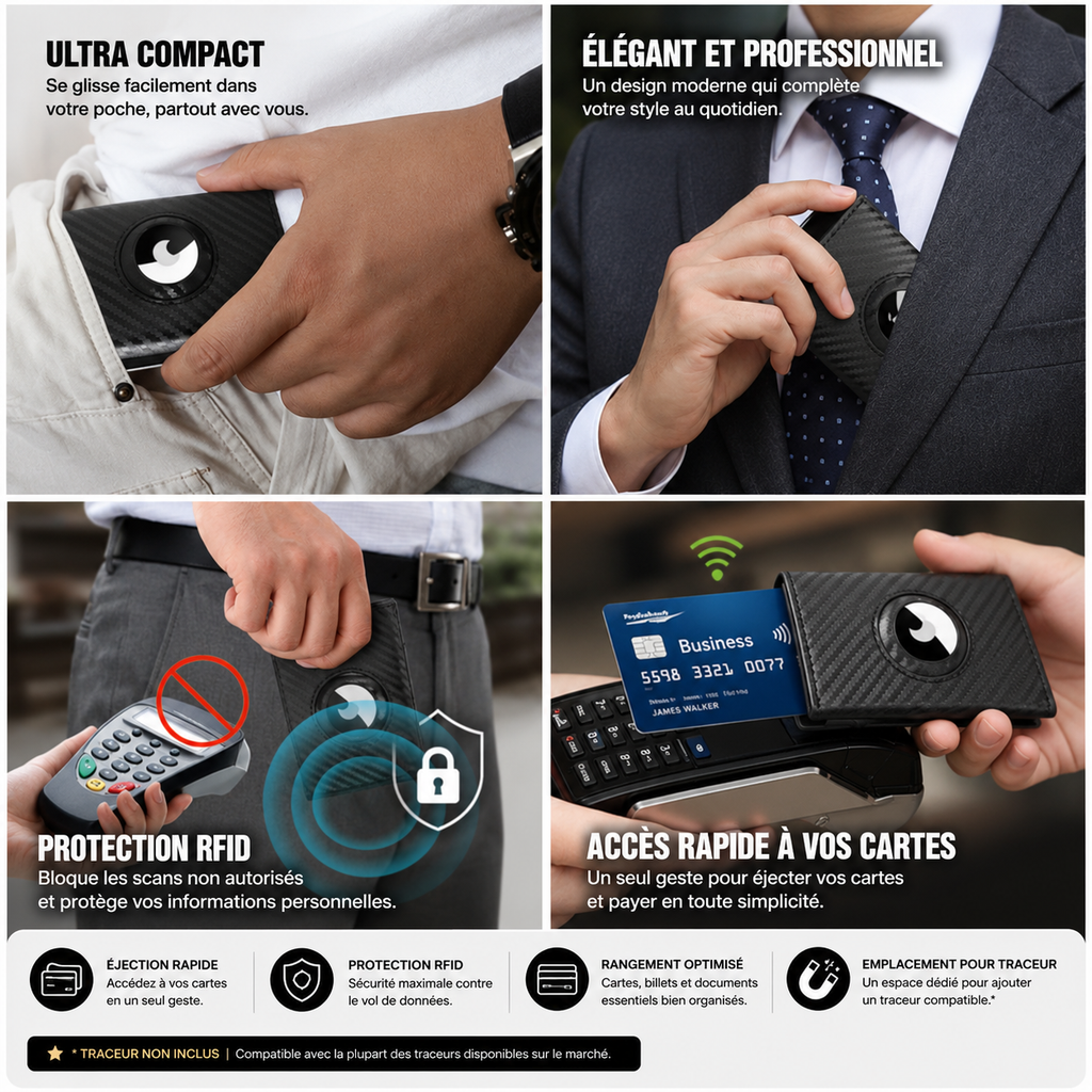 Portefeuille Premium à Éjection Automatique RFID