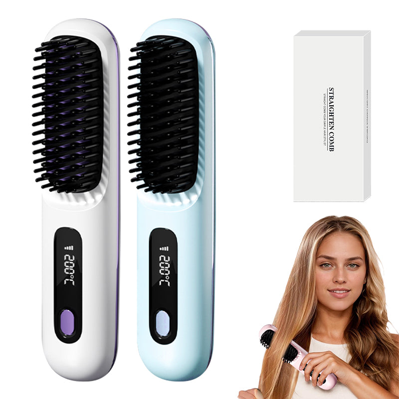 ✨ Brosse Lissante Sans Fil Rechargeable USB – Des Cheveux Lisses Où Que Vous Soyez